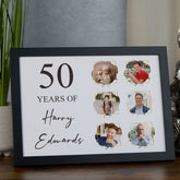 Personalised Elegant Birthday Collage Frame Custom Age Framed Print Birthday Gift 10th,13th,16th,21st,30th,40th,50th,60th,70th Birthday Memories Display